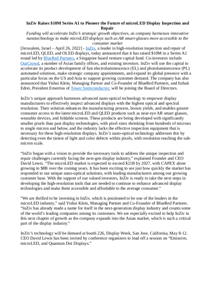 inziv press release